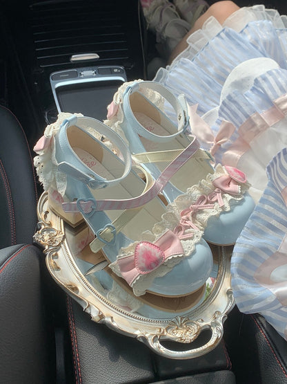 Sea Salt Strawberry Cake Blue Sweet Lolita Mary Jane Shoes