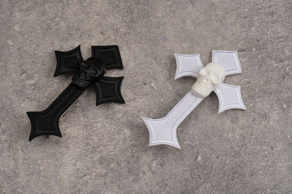 Goth Black/ White Skull Cross Hairclip
