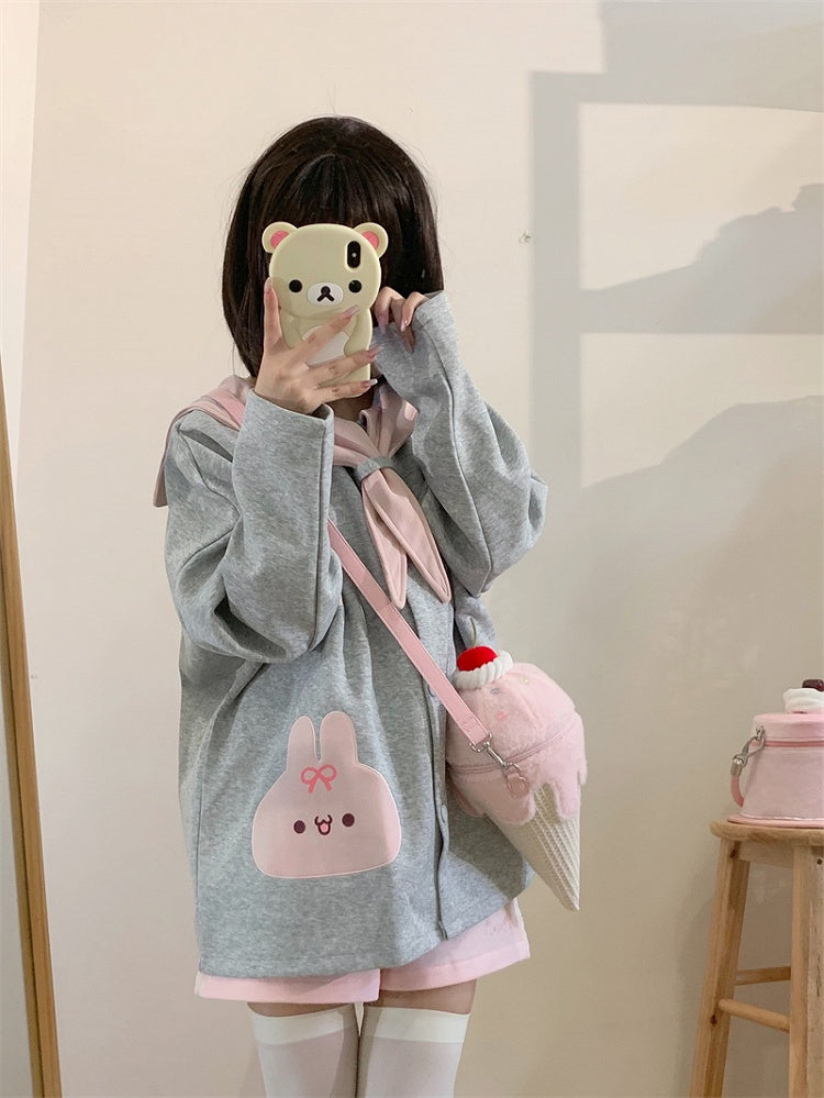 Yume Kawaii Pink Ice Cream-shaped Plush Crossbody Bag