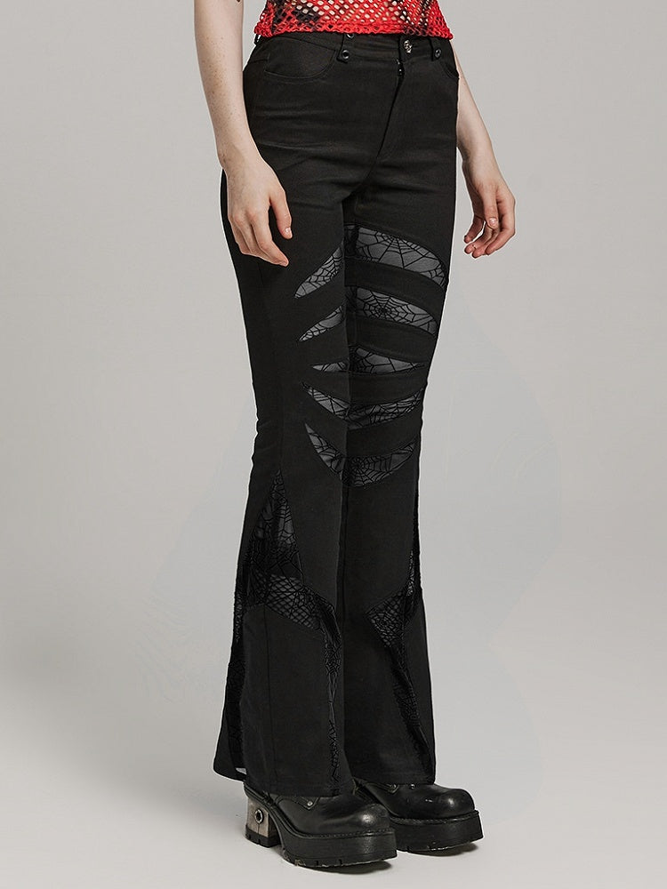 Black Goth Pointed Flared Trousers