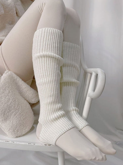 White 43CM Lolita Knitted Leg Warmers