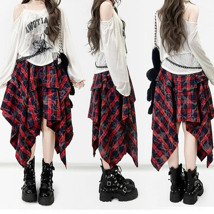 White Asymmetrical Neckline Print Design Long Sleeves Top