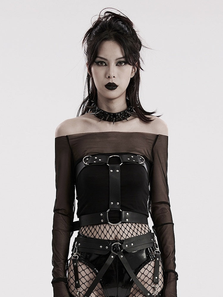 Black Punk PU Harness