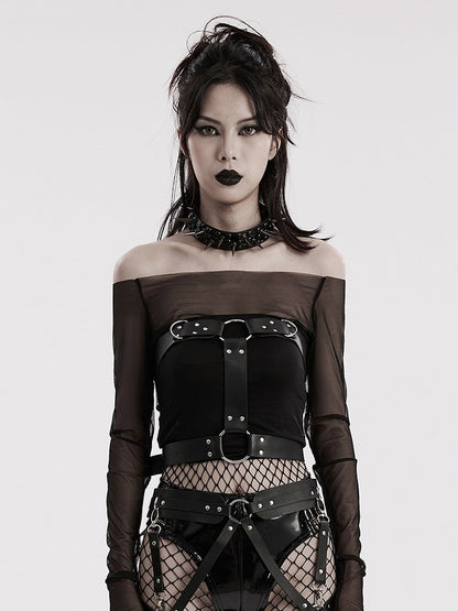 Black Punk PU Harness