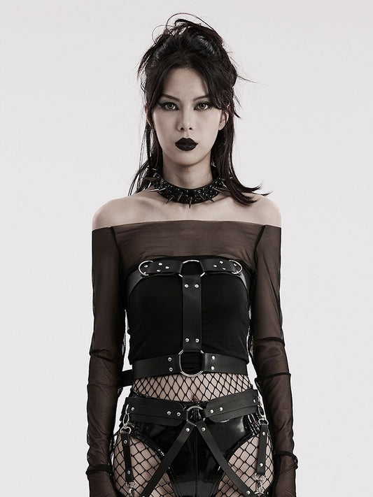 Black Punk PU Harness