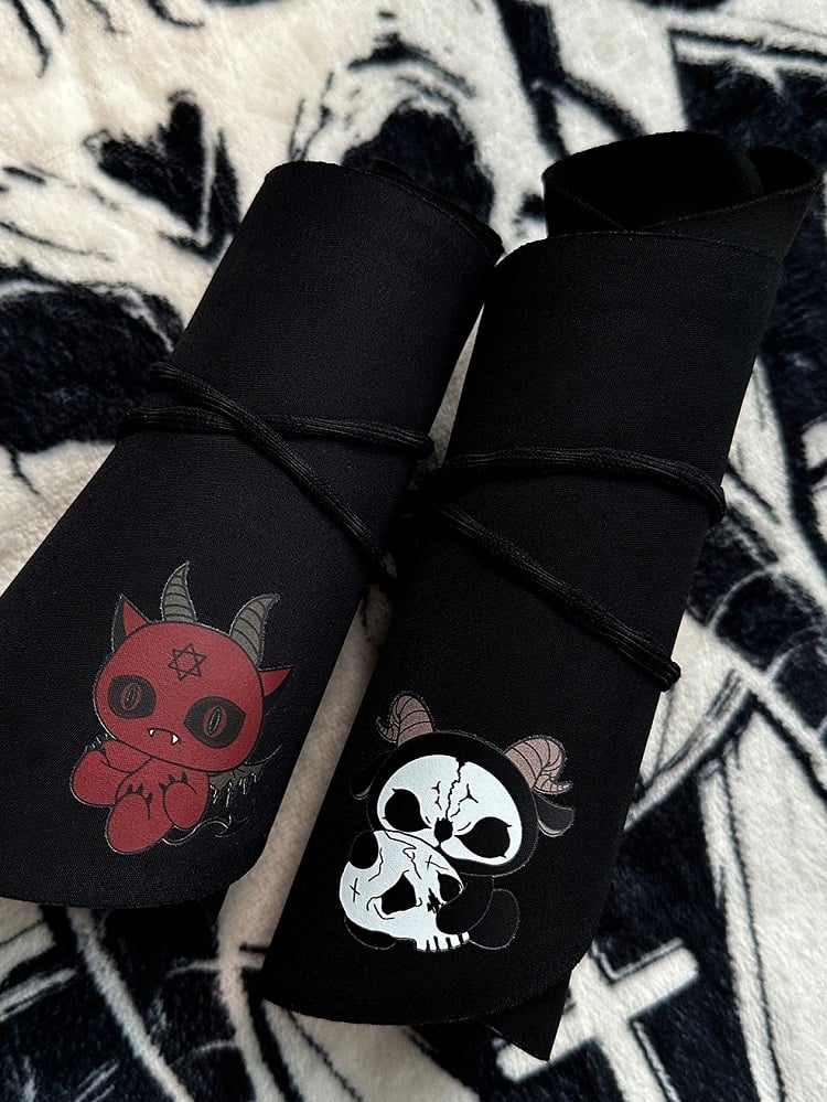 Black Gothic Sun Protection Hat With Black and White Grim Reaper Print