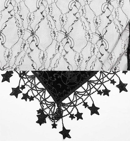 Plus Size Black Goth Shawl Handkerchief Tassel Hem