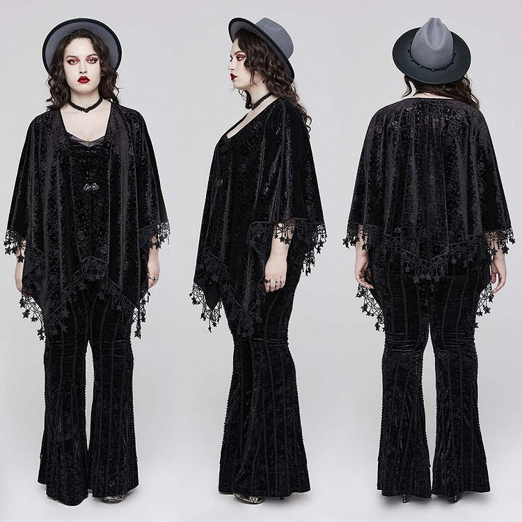 Plus Size Black Goth Shawl Handkerchief Tassel Hem