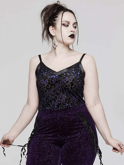 Plus Size Leopard Black and Purple Goth Camisole