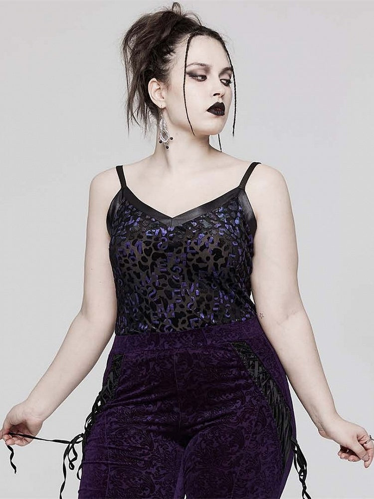 Plus Size Leopard Black and Purple Goth Camisole