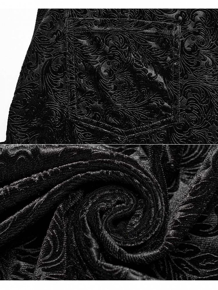 Plus Size-Goth Dark Texture Black Jacquard Flare Pants