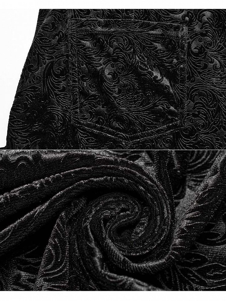 Plus Size-Goth Dark Texture Black Jacquard Flare Pants