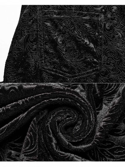 Plus Size-Goth Dark Texture Black Jacquard Flare Pants