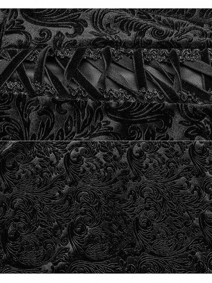 Plus Size-Goth Dark Texture Black Jacquard Flare Pants