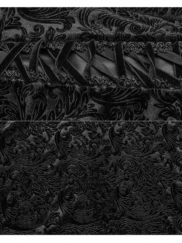 Plus Size-Goth Dark Texture Black Jacquard Flare Pants