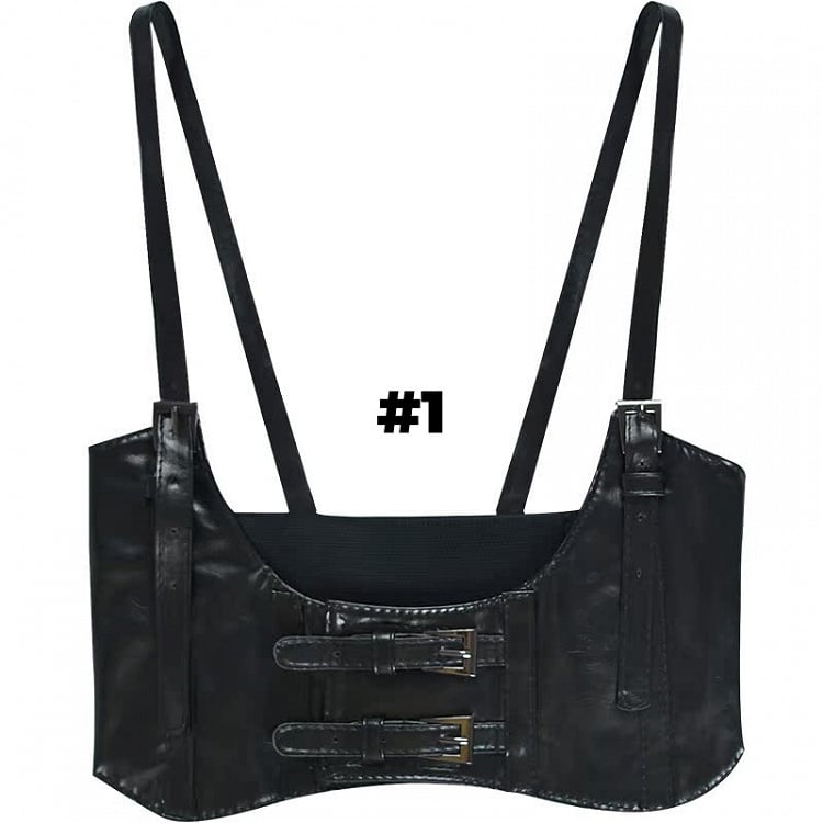2 Options Black PU Buckle Corset Belt