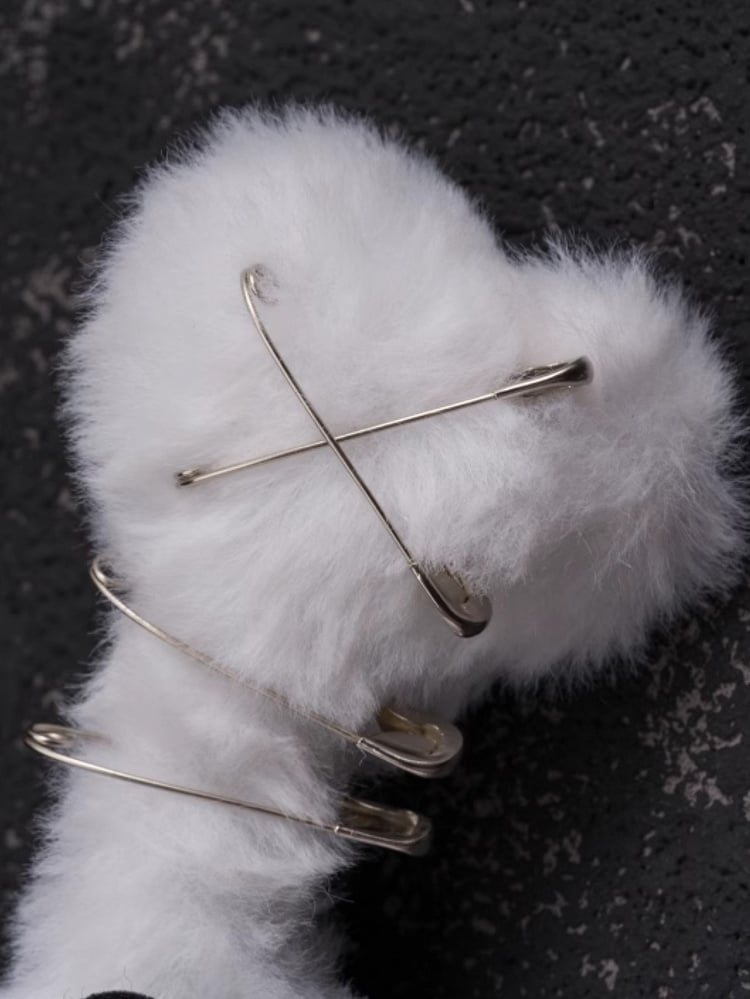 White Gothic Skeleton Applique Pin Details Plush Bone Hairclip