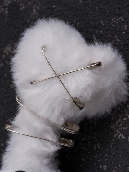 White Gothic Skeleton Applique Pin Details Plush Bone Hairclip