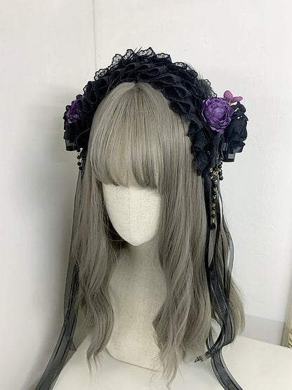 Bead Chains Gothic Rosette Design Feather KC Black/Black and Purple