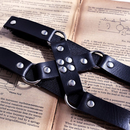 Black Gothic Punk Crisscross Design PU Garter