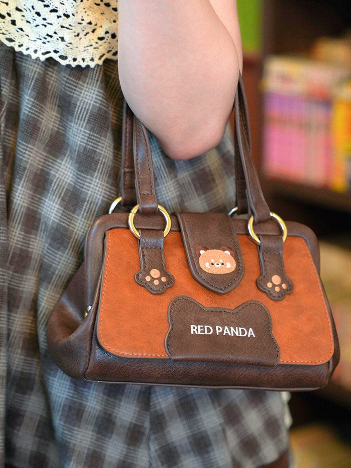 Brown Red Panda Design PU Shoulder/Crossbody Bag