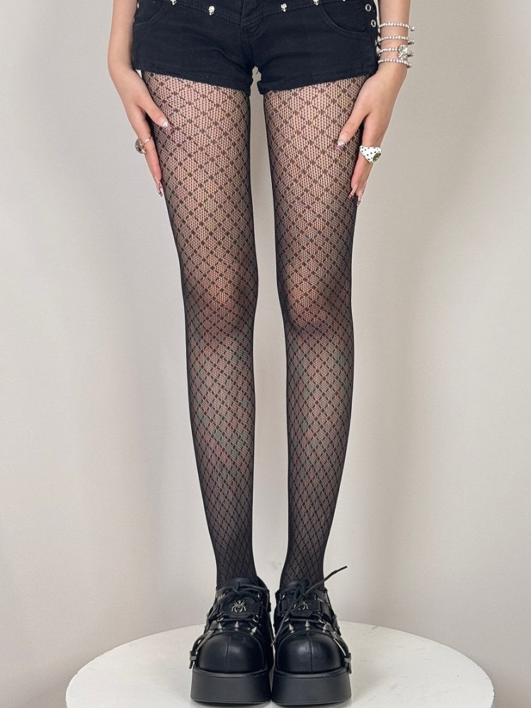 6 Color Options Y2K Diamond Pattern Tights