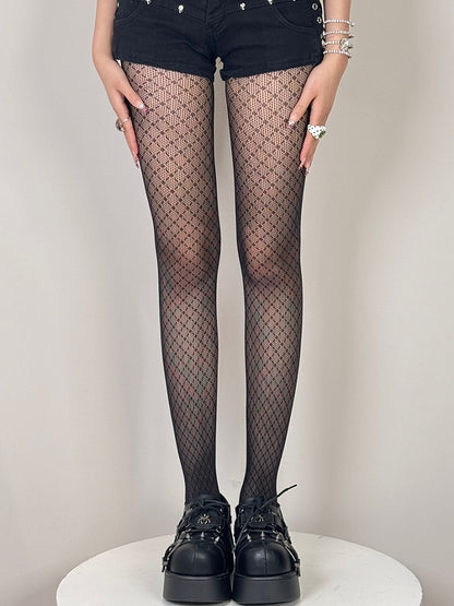 6 Color Options Y2K Diamond Pattern Tights