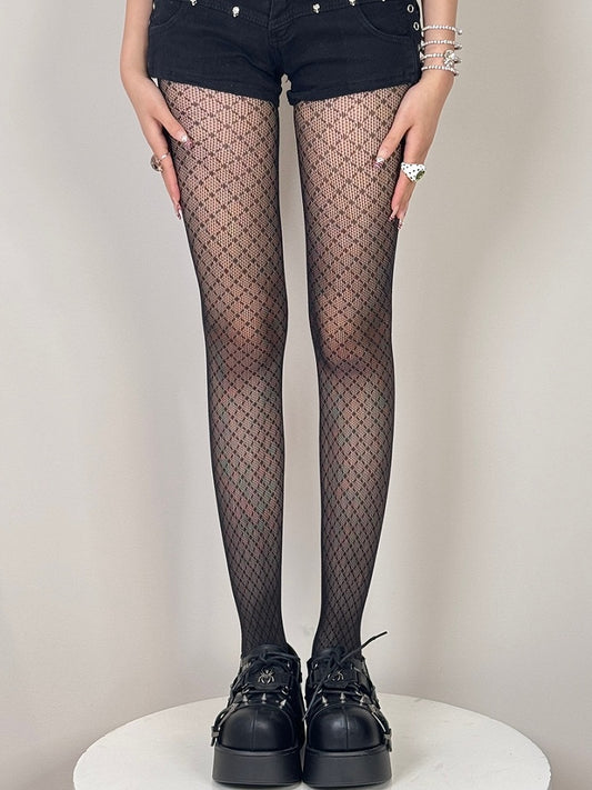 6 Color Options Y2K Diamond Pattern Tights