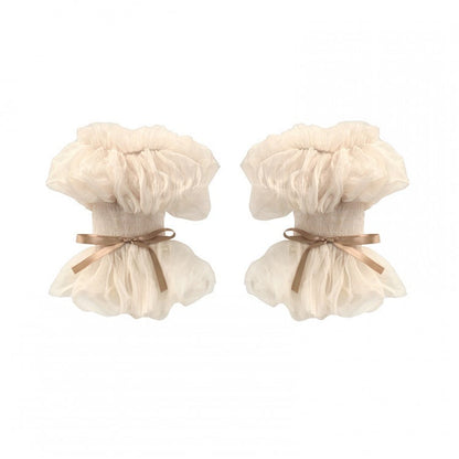 Clearance-Cream Tulle Puff Sleeves