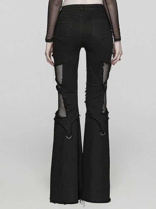 Black Punk Hollow Cross Pants