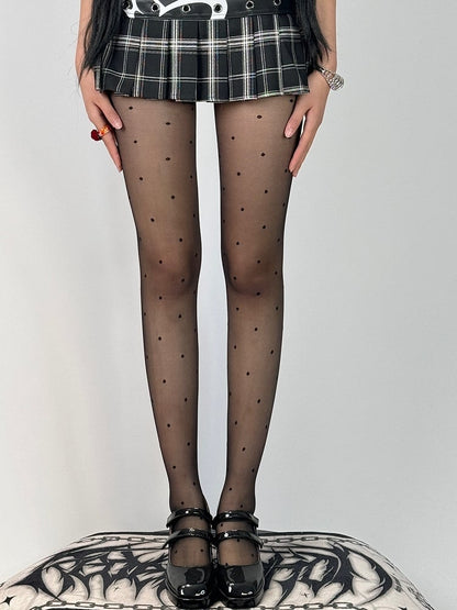 Black/White Polka-dot Pattern Tights