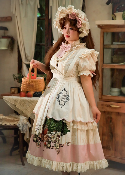 Plus Sizes Available Creamy Short Sleeves Lolita Cotton Dress Sweet Lolita One Piece