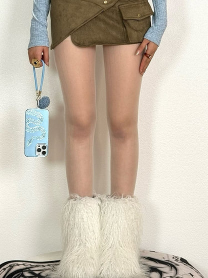 Black/Gray/White Striped Pattern Semi-sheer Tights