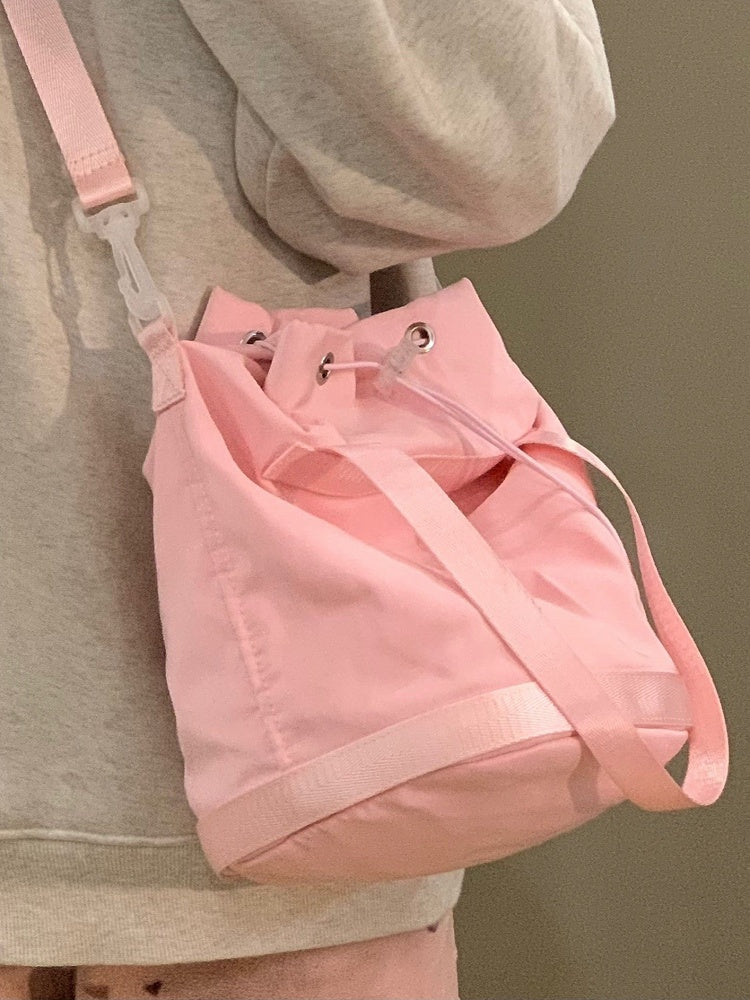 Deamy & Large Capacity Pink Drawstring Bucket Bag In Kawaii Style