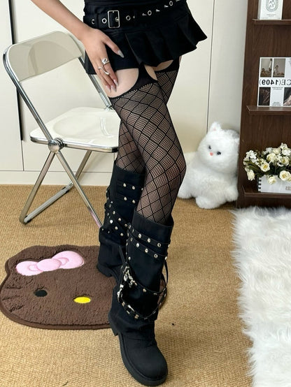 5 Color Options Gyaru Fashion Diamond Pattern Suspender Stockings
