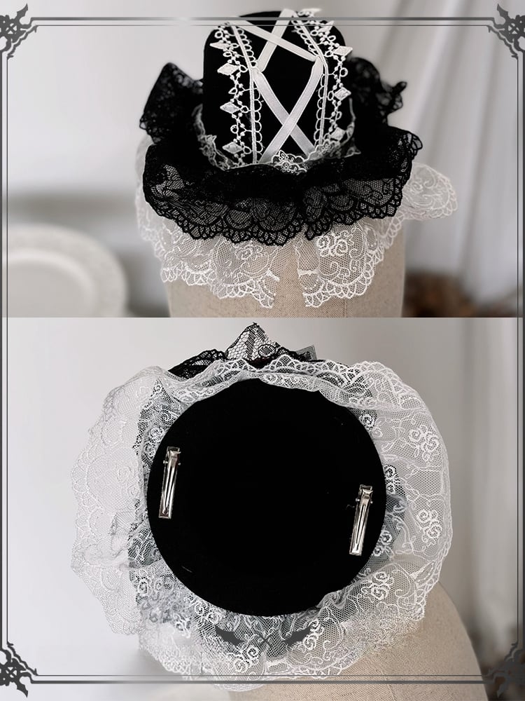 Red Rose Black Gothic Lolita Mini Hat