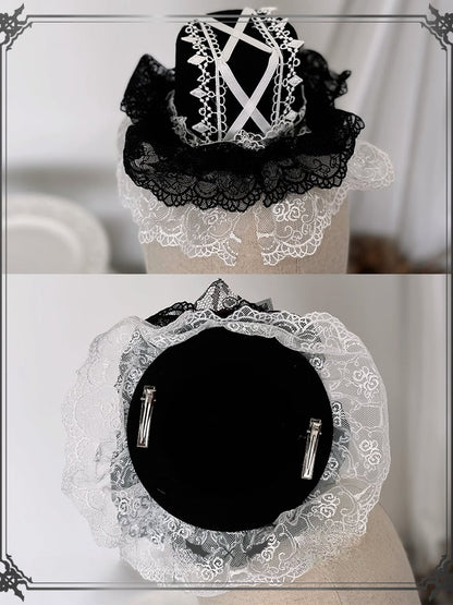 Red Rose Black Gothic Lolita Mini Hat