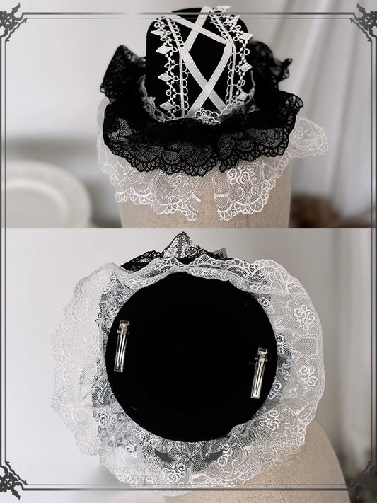 Red Rose Black Gothic Lolita Mini Hat