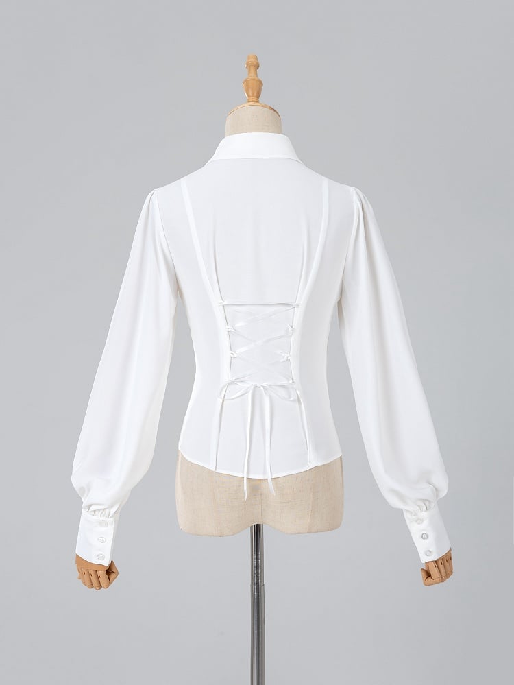 Ouji Fashion White Elegant Long Sleeves Shirt