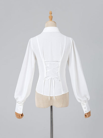Ouji Fashion White Elegant Long Sleeves Shirt