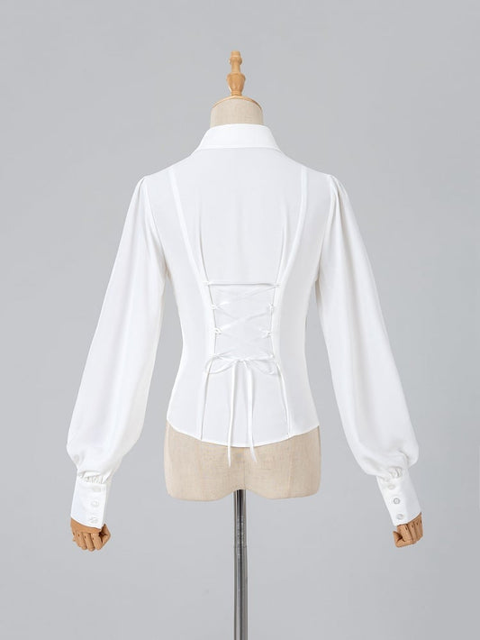 Ouji Fashion White Elegant Long Sleeves Shirt
