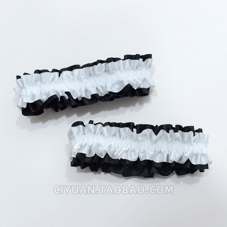 White/Red Lolita Gothic Ruffled Arm Cuff