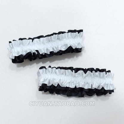 White/Red Lolita Gothic Ruffled Arm Cuff