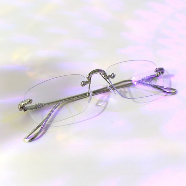 Silver Cyberpunk Rimless Glasses
