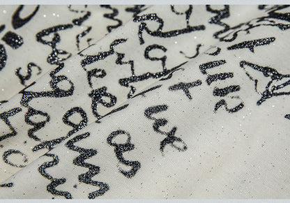 Lace-up Detail Letters Print Beige Buckle Strap Design Punk Rock Strapless Dress