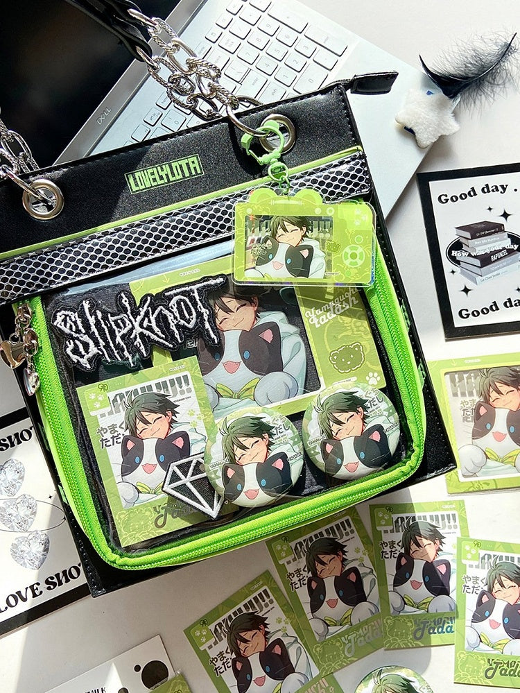 Black & Green Sweetheart Charm Zipper Ita Shoulder Bag