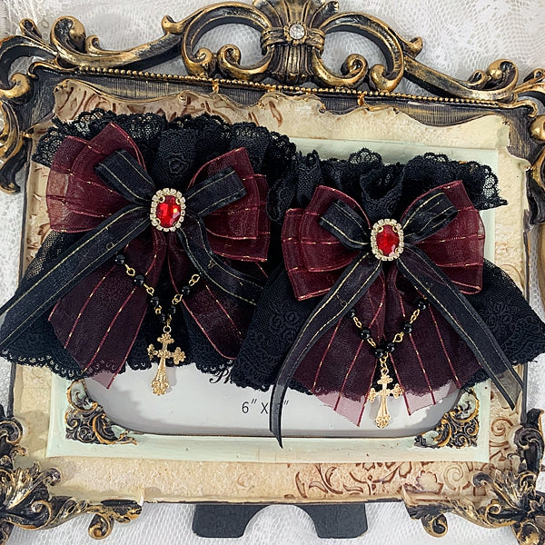 6 Color Options Gothic Cross Chain Detail Elegant Wrist Cuffs