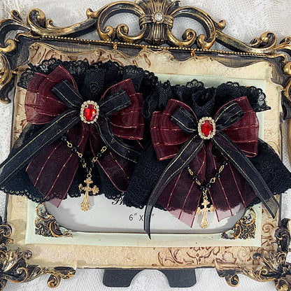 6 Color Options Gothic Cross Chain Detail Elegant Wrist Cuffs