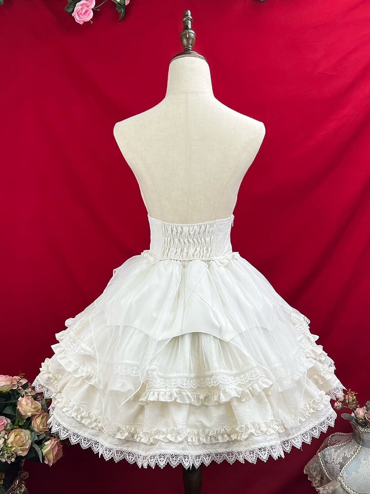 White Jacquard Gothic Lolita Corset Belt