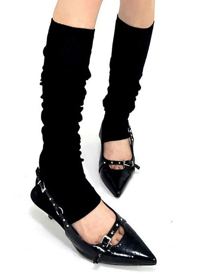 Clearance-Black Knitted Leg Sleeves